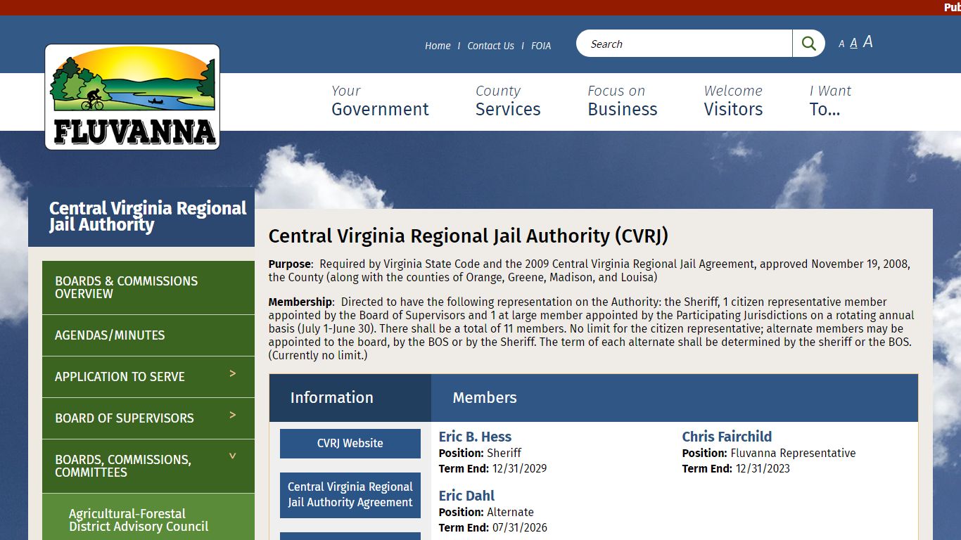 Central Virginia Regional Jail Authority (CVRJ) | Fluvanna County Virginia